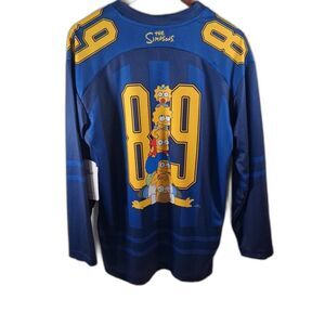 NWT The SImpsons Homer Bart D'OH Striped Graphic Hockey Jersey Mens L/S size XS